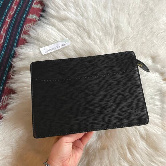 Louis Vuitton Pochette Homme Epi Black Leather Clutch Vintage Pouch Bag - Picture 2 of 14